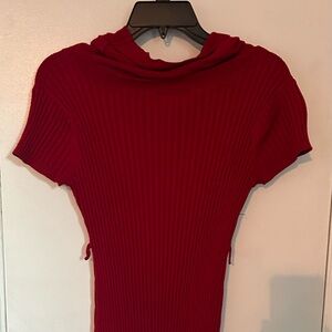 Cowl neck red sweater dress